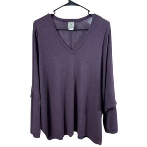 8/$25 NATORI Purple Dolman Sleeve Slouchy Knit Top - Small